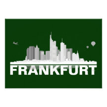 Frankfurt City Skyline Karte / Klappkarte Individuelle Einladungen