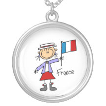 Frankreich-Strichmännchen-Mädchen-Halskette