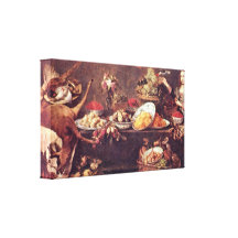 Frans Snyders - Stillleben mit Dame und Papageien Gespannte Galeriedrucke