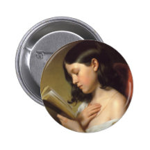Franz Eybl - Lesendes Mädchen (Lesemädchen), 1850 Buttons