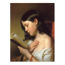 Franz Eybl - Lesendes Mädchen (Lesemädchen), 1850 Postkarte