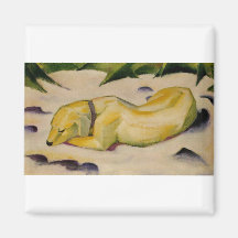 Franz Marc - Hund, der in Schnee-Welpen-Weiß 1910- Kühlschrankmagnet