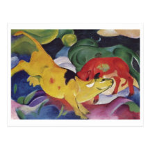 Franz Marc - Kuh-Leinwand des Kuh-rote grüne Gelb- Postkarten