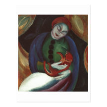 Franz Marc - Mädchen mit Rot-Miezekatze weiblicher Postkarte