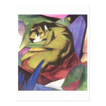 Franz Marc - Tiger-Katzen-Dschungel-Leinwand-Gelb  Postkarten