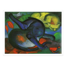 Franz Marc - zwei blaue Katzen u. färben Miezekatz Postkarte