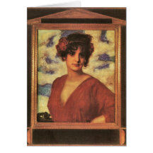 Franz von Stuck - Dame im Rot Grußkarten
