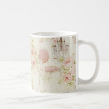 Franzosen Budoir Vintager rosa Blumenleuchter Tee Tassen