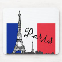 Französische Flagge und der Eiffelturm Mousepads