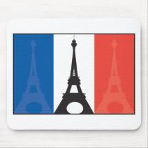 Französische Flagge und Eiffelturm Mousepad