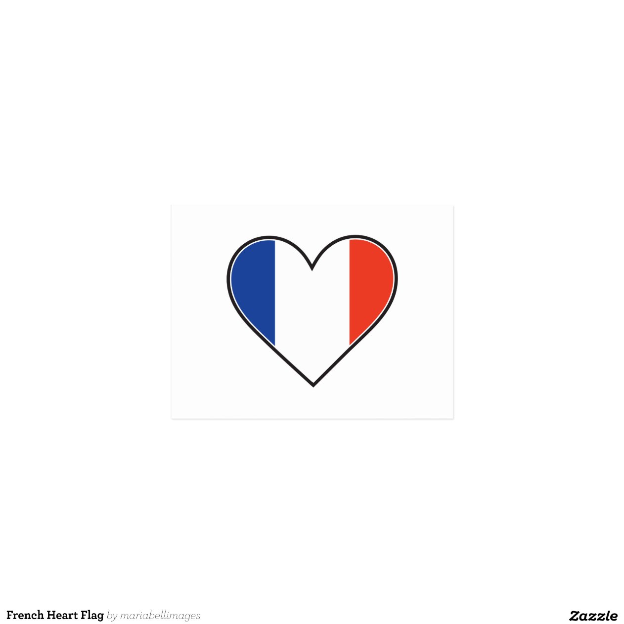 Französische HerzFlagge Postkarte Zazzle