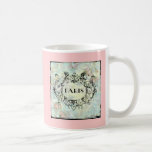 Französischer antiker Art-Rokoko-Entwurf u. rosa R Kaffee Tasse