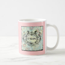 Französischer antiker Art-Rokoko-Entwurf u. rosa R Kaffee Tasse