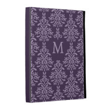 Französischer lila Damast-Monogramm iPad Kasten