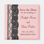 Französischer Spitze-Save the Date Magnet (Rosa) Magnete