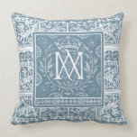 Französisches Renaissance-Phoenix-Monogramm MA Zierkissen