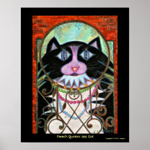 Französisches Viertel-Jazz-Katze Posterdruck