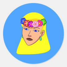 Frau Blondine Frühling fair woman spring Runde Sticker