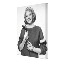 Frau, die Golfclub hält Galerie Falt Leinwand