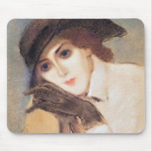 Frau in den schwarzen Handschuhen Mousepad