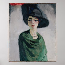 Frau in einem schwarzen Hut Plakat