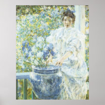 Frau mit einem Vase Iris Posterdrucke