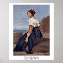 Frau mit Mandoline durch Jean-Baptiste Corot Posterdrucke