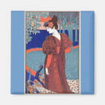 Frau mit Pfaus vorbei: Louis John Rhead Magnets