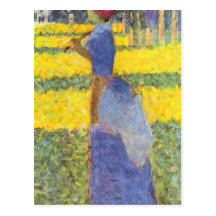Frau mit Sonnenschirm durch Georges Seurat Postkarte