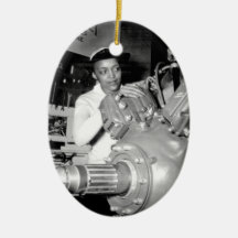 Frauen-Arbeiter mit Flugzeug-Motor Weihnachtsornament