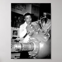 Frauen-Arbeiter mit Flugzeug-Motor Posterdruck