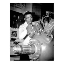 Frauen-Arbeiter mit Flugzeug-Motor Postkarte