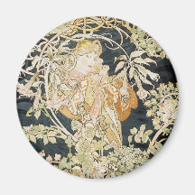 Frauen mit Gänseblümchen-Kunst Nouveau Magnets