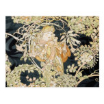 Frauen mit Gänseblümchen-Kunst Nouveau Postkarte