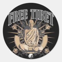 Freier Tibet-Mönch Runder Aufkleber