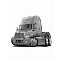 Freightliner Cascadia silberner LKW Postkarte