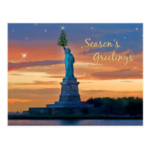 Freiheitsstatue mit Weihnachtsbaum Postkarte