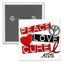 Frieden, Liebe, Heilung AIDS Anstecknadelbuttons