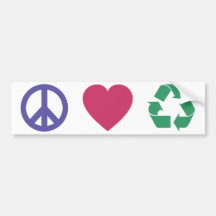 Frieden, Liebe, recycelnd Auto Aufkleber