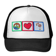 Frieden, Liebe, rosa Flamingos Baseball Caps