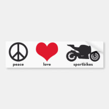 Frieden • Liebe • Sportbikes Autoaufkleber
