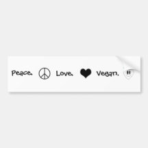 Frieden, Liebe, vegan Auto Aufkleber