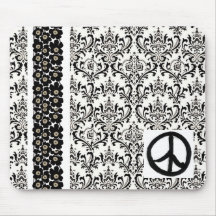FriedensMIT BLUMENSCHWARZES u. -WEISS Mousepad