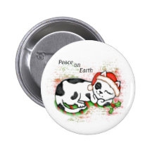 Friedliche Weihnachtskatze/Kätzchen-Knopf Anstecknadelbuttons
