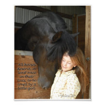 Friesischer Stallion Mintse und kleines Mädchen Kunst Foto