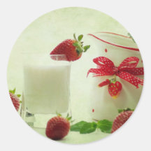 Frische Erdbeeren im Landhausstil Runde Sticker