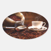 Frischer gemahlener Kaffee Aufkleber