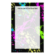Frischer Retro Neonfarben-Spritzer auf Schwarzem Personalisiertes Büropapier