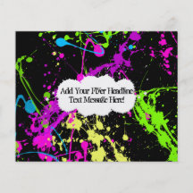 Frischer Retro Neonfarben-Spritzer auf Schwarzem Individuelle Flyer