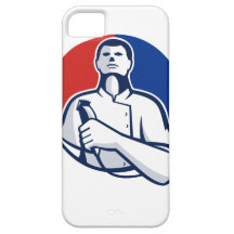 Friseur mit dem Haar-Scherer-Fronten-Kreis Retro iPhone 5 Case